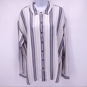NEW Splendid Striped Chambray Button Down Shirt Size Small